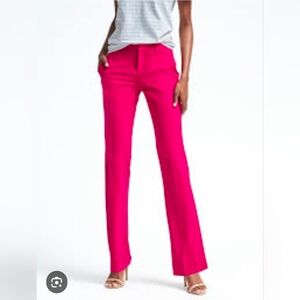 BANANA REPUBLIC size 12 PETITE Logan Wool Blend Dress Tailored Trousers Hot Pink